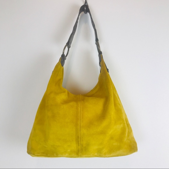 Maurizio Taiuti Handbags - Mauricio Taiuti Mustard Yellow Suede Hobo Bag